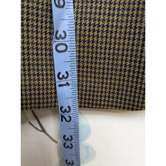 VTG Oscar De La Renta Men's Tan Houndstooth Sport Coat Sz 44L Beige Navy Office - Picture 10 of 12